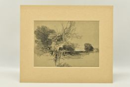 CIRCLE OF HENRY BRIGHT (1814-1873) LANDSCAPE WITH LAKE, a study of a landscape with trees beside a