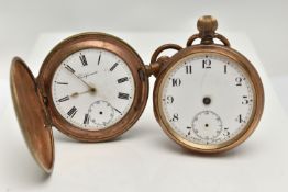 TWO POCKET WATCHES, the first a full hunter, hand wound movement, signed 'California' Roman