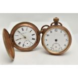 TWO POCKET WATCHES, the first a full hunter, hand wound movement, signed 'California' Roman