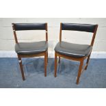 A PAIR OF MID-CENTURY MCINTOSH DINING CHAIRS, with black leatherette seats and back (condition