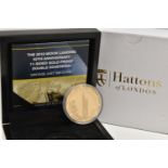 A HATTONS 2019 MOON LANDING 11 SIDED GOLD PROOF FIVE SOVEREIGNS $50, 22ct coin, 40 gram, 38.6mm, 199