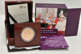 A ROYAL MINT 2018 GOLD PROOF FIVE POUNDS COIN, Four Generations One Historic Moment by Jody Clark