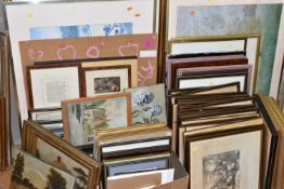 A QUANTITY OF PAINTINGS AND PRINTS ETC, to include early 20th century oils and a watercolour