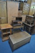A SELECTION OCCASIONAL FURNITURE, to include an oak open bookcase, a chest of four drawers, oak