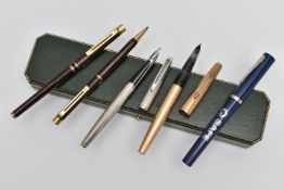AN ASSORTMENT OF PENS, to include a 'Sheaffer' ball point and fountain pen, fountain pen nib stamped