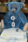 A BOXED STEIFF LIMITED EDITION REPLICA 1908 MOHAIR TEDDY BEAR, No.403002, from 2009, blue, limited