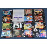 NINTENDO NSTC SNES CONSOLE AND GAMES, includes Secret Of Mana, Secret Of Evermore, Obitus, Dungeon