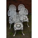 A SET OF FIVE WHITE PAINTED ALUMINIUM GARDEN CHAIRS (condition report: -paint peeling to all