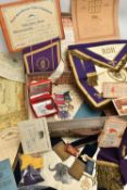 A SELECTION OF MASONIC REGALIA, to include an apron, collar and gauntlet cuffs for ROH 37 Sir Roland