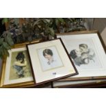 EIGHT FRAMED HARRISON FISHER PRINTS, to include 'My Man', 'Roses', 'Vanity', 'Caught Napping' and '