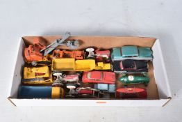 A QUANTITY OF UNBOXED AND ASSORTED PLAYWORN DIECAST VEHICLES, to include Spot-On Morris 1100, No.