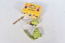 A BOXED PELHAM SL63 GREEN SEAHORSE PUPPET, version with wooden bead tail, appears complete and in