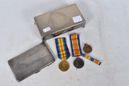 A WWI PAIR OF STAFFORDSHIRE YEOMNARY MEDALS, 1915 Gas alarm medal and a silver plated box all with