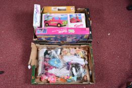 A QUANTITY OF MOSTLY MODERN SINDY, BARBIE AND OTHER DOLLS, quantity of assorted clothing, boxed