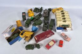 A QUANTITY OF DINKY AND CORGI TOYS, to include model military vehicles such as a Dinky army wagon
