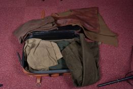 EIGHT ITEMS OF MILITARY CLOTHING, to include WWII dated trousers, this lot includes a pair of 1943