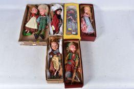 SEVEN BOXED PELHAM PUPPETS, SL Hansel and Gretel, SS Red Riding Hood (x 2), SL Cinderella, SL