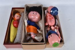 FOUR BOXED PELHAM MAGIC ROUNDABOUT PUPPETS, Florence stick puppet, Brian finger puppet and two