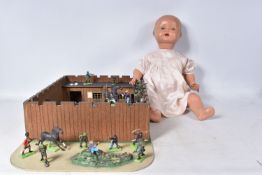 A BINBAK MODELS WOODEN TOY FORT HURON, play worn condition but appears largely complete with minor