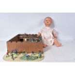 A BINBAK MODELS WOODEN TOY FORT HURON, play worn condition but appears largely complete with minor