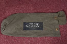 A SET OF MILITARY WEBBING AND OTHER ASSOCIATED ITEMS, the webbing kit include a two piece