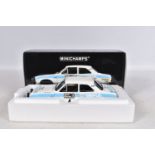 A BOXED MINICHAMPS FORD ESCORT I RS 1600 RAC RALLY 1972 1:18 MODEL VEHICLE, numbered 100 728104,