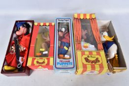 FIVE BOXED PELHAM WALT DISNEY SL PUPPETS, Mickey Mouse, Mickey Mouse wearing the Sorcerers cloak and