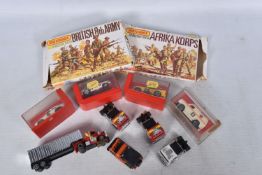 A QUANTITY OF BOXED AND UNBOXED IDEAL TCR RACING CARS AND TRUCKS, play worn condition but appear