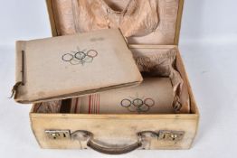 TWO 1936 BERLIN OLYMPIC ALBUMS OF PHOTOGRAPHS, ticket stubs, stamped postcards, the first album