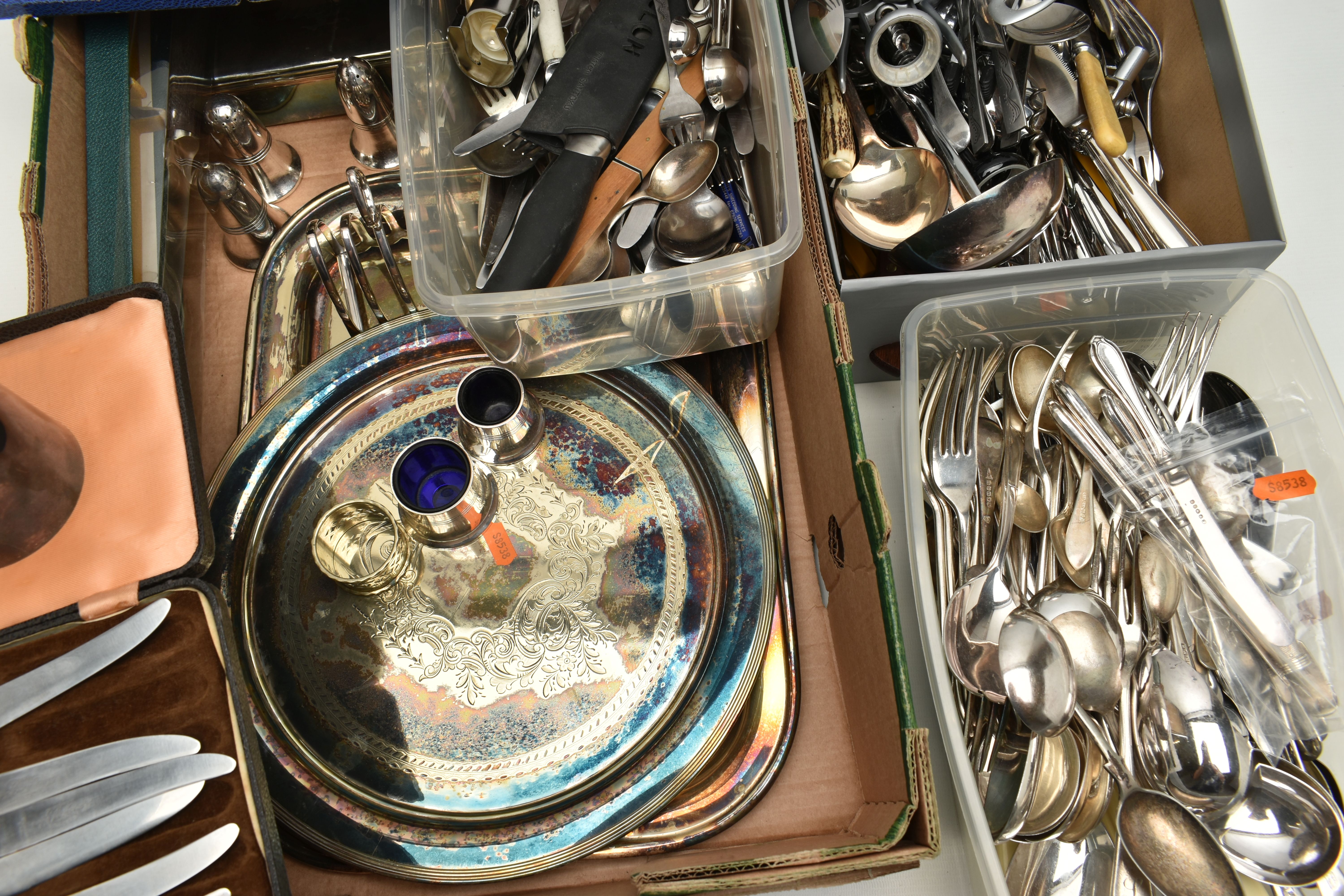 A BOX OF ASSORTED WHITE METAL WARE, to include a silver lipstick case, engine turned pattern, - Image 3 of 3