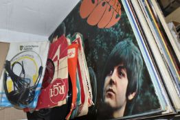 A BOX OF RECORDS, to include approximately twenty vinyl singles and thirty six LPs, artists to