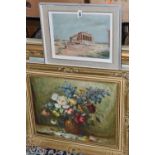 SIX 20TH CENTURY OIL PAINTINGS, comprising a continental lakeside village signed Campria, oil on