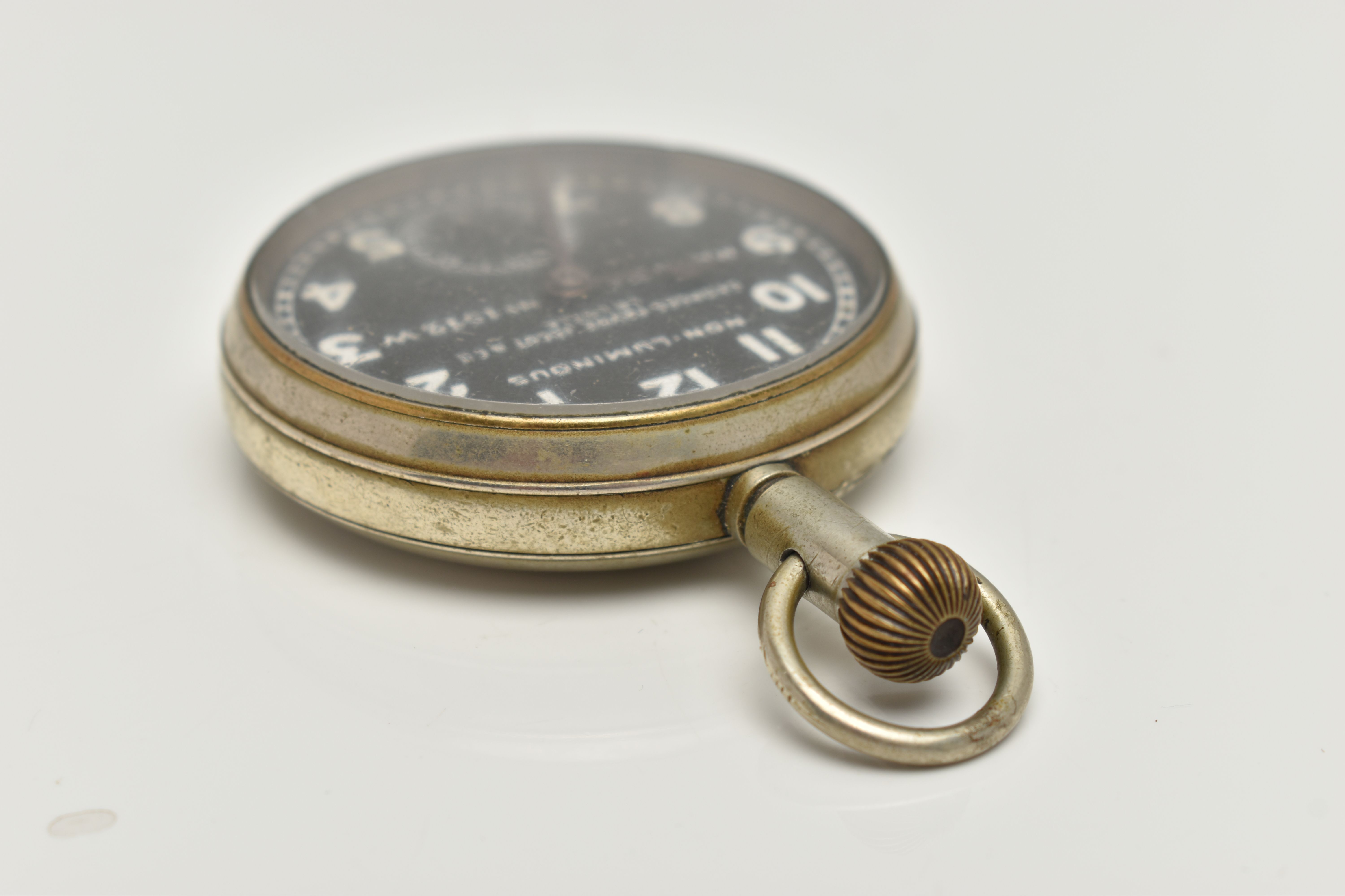 A MILITARY OPEN FACE POCKET WATCH, hand wound movement, black dial signed 'Georges-Favre Jacot & - Image 3 of 4