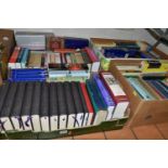 SIX BOXES OF BOOKS, mostly relating to the English language and literature, including ten volumes of