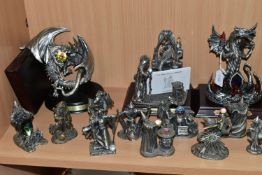 A COLLECTION OF TUDOR MINT MYTH AND MAGIC PEWTER FIGURES, some boxed as stated, comprising boxed