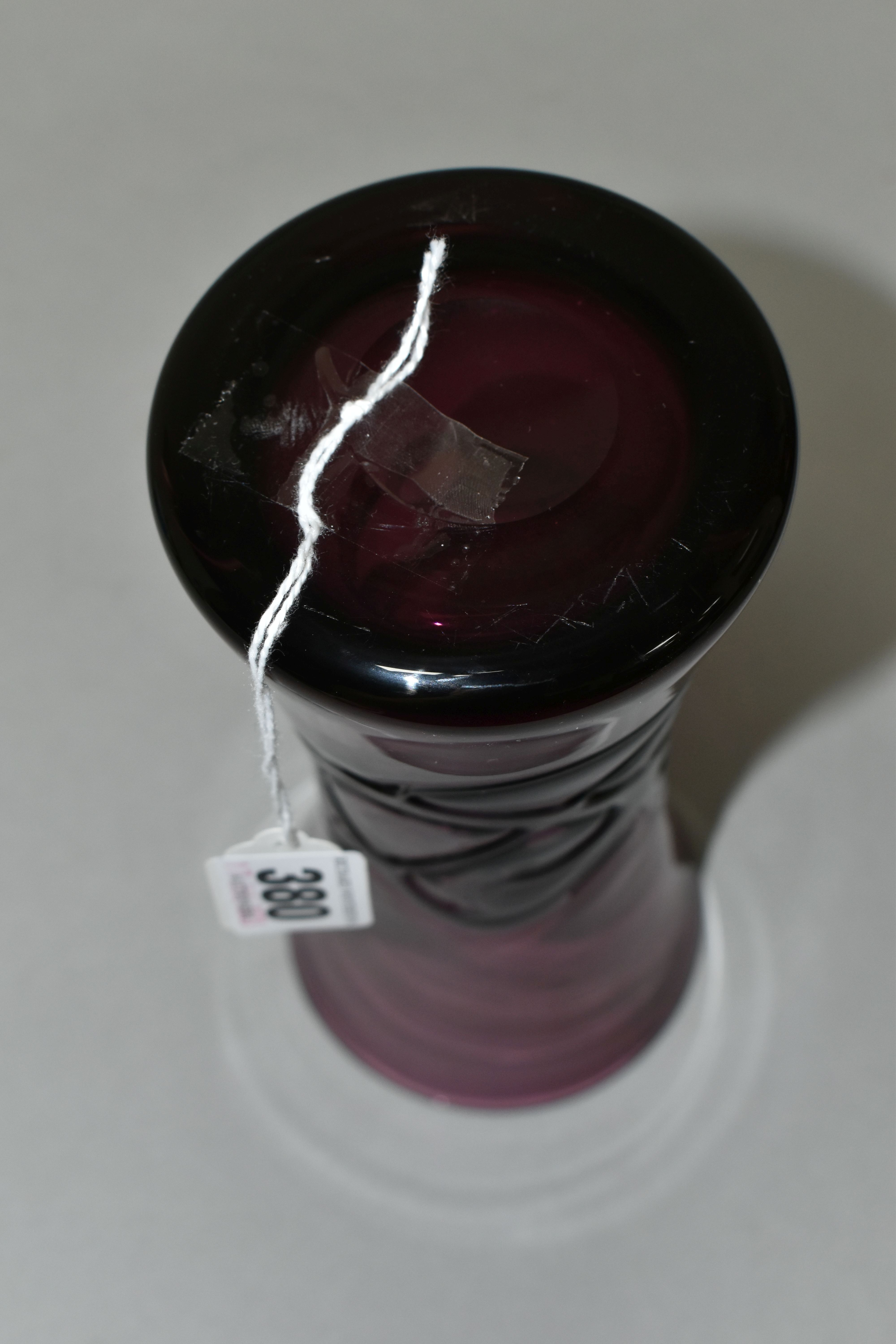 A WHITEFRIARS RANDOM STRAP DESIGN VASE, aubergine colour, pattern number 9797 designed by Geoffrey - Image 5 of 5