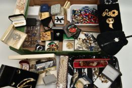 A BOX OF ASSORTED COSTUME JEWELLERY, to include boxed sets of jewellery, imitation pearl