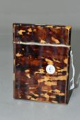 A VICTORIAN CARD CASE, a hinged tortoiseshell case, wavy design, height 11cm x 8cm (1) (Condition