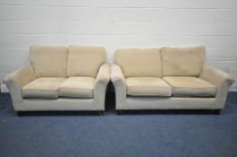 A MARKS AND SPENCER OATMEAL TWO PIECE SUITE, comprising a three seater sofa, width 177cm x depth