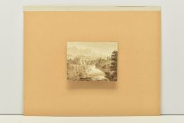 CIRCLE OF JOHN GLOVER (1767-1849) A RIVER LANDSCAPE WITH TREES, unsigned, ink wash on paper,