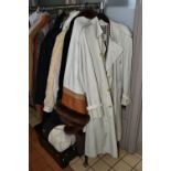 A COLLECTION OF LADIES AND GENTS JACKETS, COATS AND HATS, comprising a ladies Aquascutum raincoat