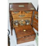 AN OAK SMOKER'S CABINET AND A JEWELLERY BOX, the smoker's cabinet with plated mounts, vacant