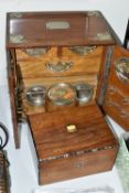 AN OAK SMOKER'S CABINET AND A JEWELLERY BOX, the smoker's cabinet with plated mounts, vacant