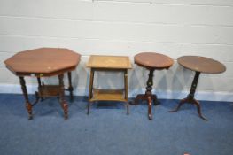 A 20TH CENTURY OCTAGONAL CENTRE TABLE, on turned legs, united by a raised undershelf, diameter