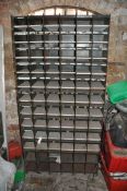 TWO METAL OFFICE SHELVING/PIGEON HOLE UNITS both width 90cm depth 31cm height 183cm (contents of