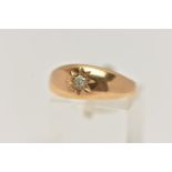 AN 18CT GOLD DIAMOND SINGLE STONE RING, an old cut diamond, approximate diamond weight 0.15ct,