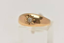 AN 18CT GOLD DIAMOND SINGLE STONE RING, an old cut diamond, approximate diamond weight 0.15ct,