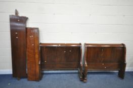 A VICTORIAN MAHOGANY 3FT4 BEDSTEAD, with side rails and slats (condition report: -historical