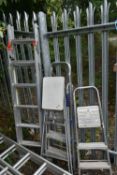 AN ABRU ALUMINIUM THREE SECTION COMBINATION LADDER, open length 390cm x closed 190cm, two sets of