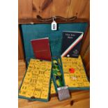 MAH JONG, comprising a 20th century travel set of Mah Jong, appears complete with dice and plastic